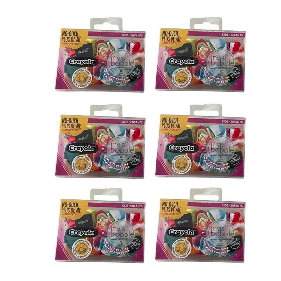 6 Pack 12 piece Crayola Invisibobble No Ouch Hair Tie Ring Lot Sprunchies - Picture 1 of 1